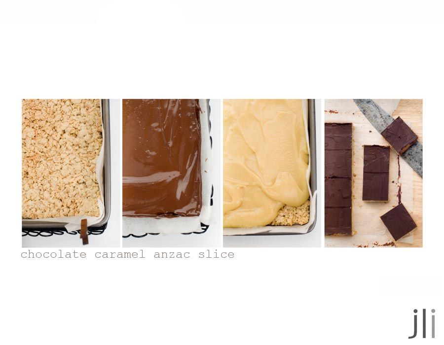 chocolate caramel anzac day slice / DELICIOUS BITES